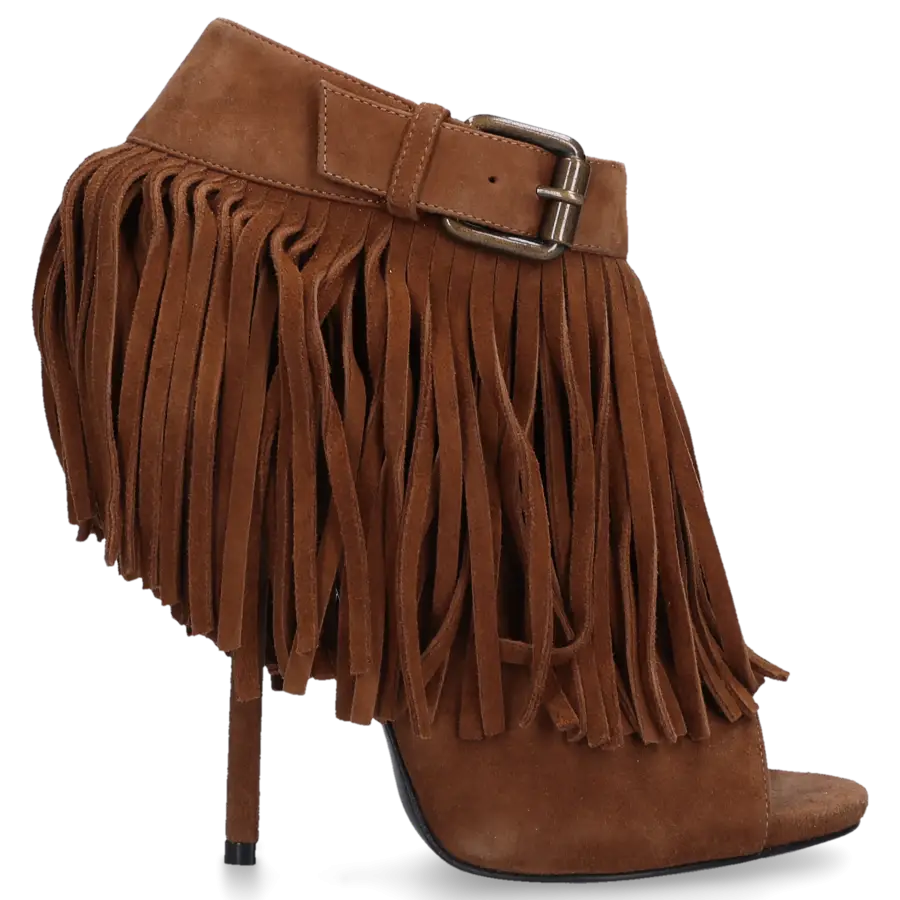 Giuseppe Zanotti - High Heels Veloursleder Fransen Zierschnalle braun - braun