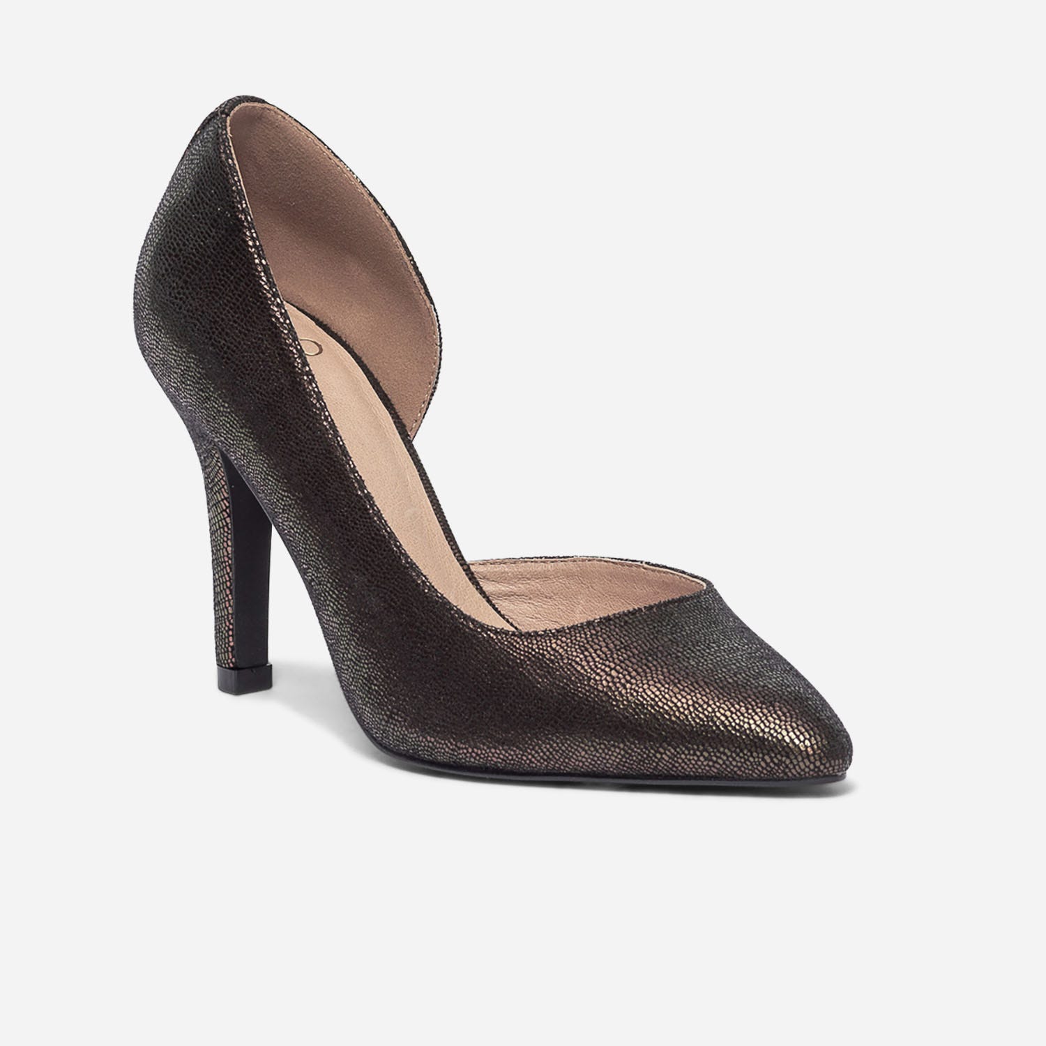 Stiletto TEXTO noir à effet python iridescent
