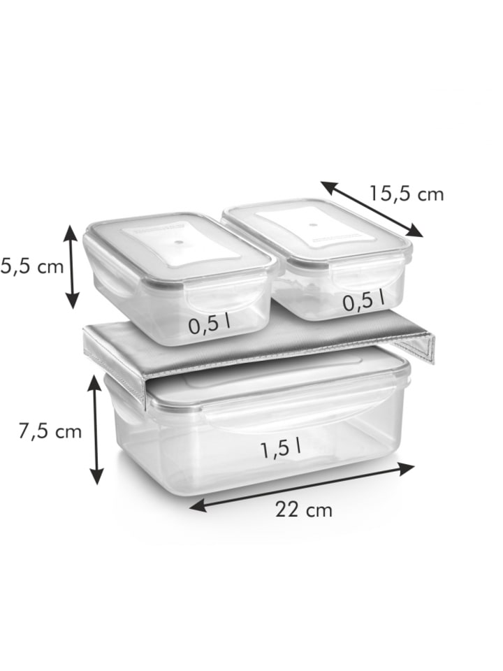 Tescoma Thermotasche FRESHBOX, mit 3 Dosen, anthrazitfarben in grau günstig kaufen zweistöckig