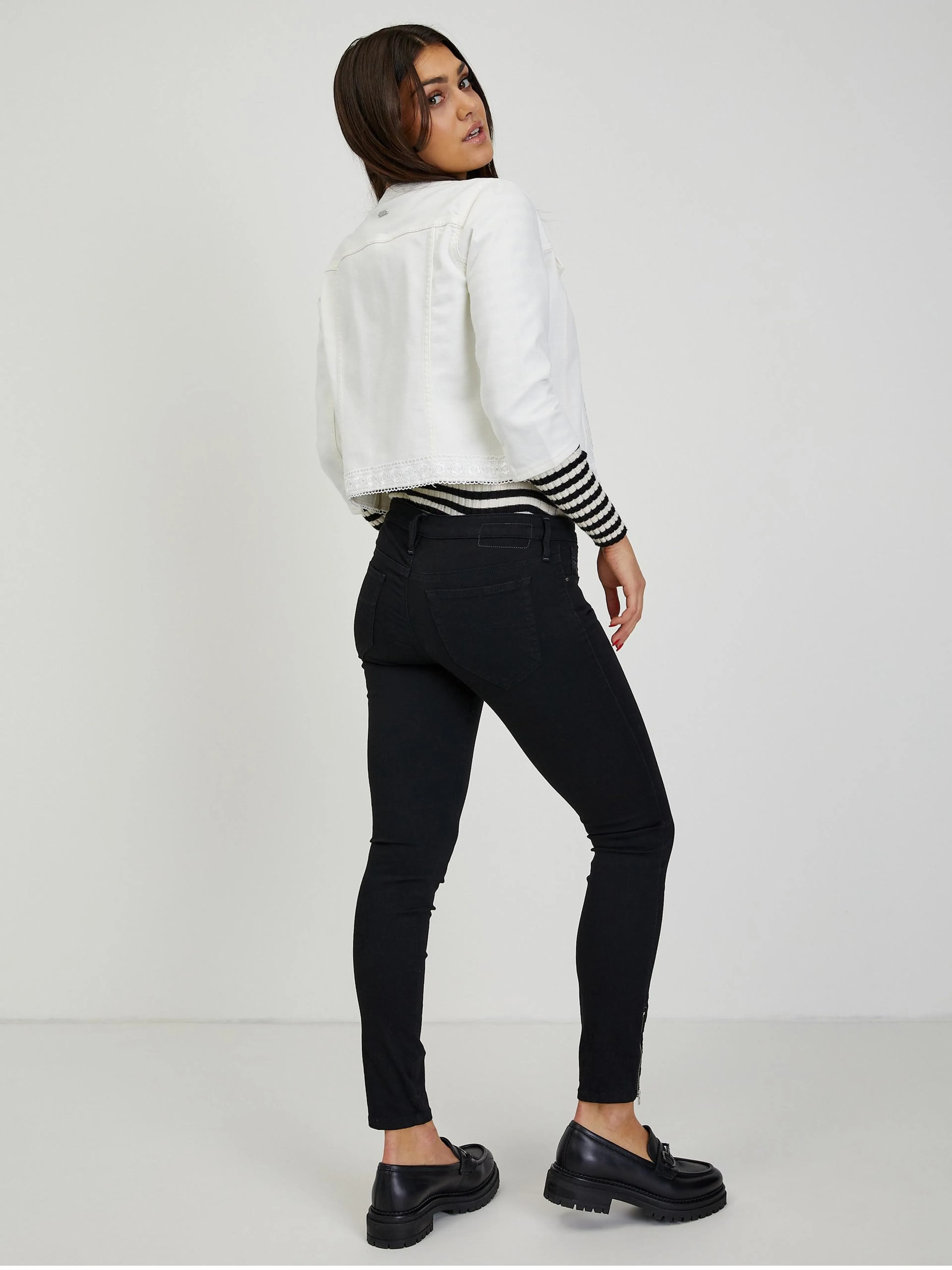 Cremefarbene Damen Jeansjacke ORSAY