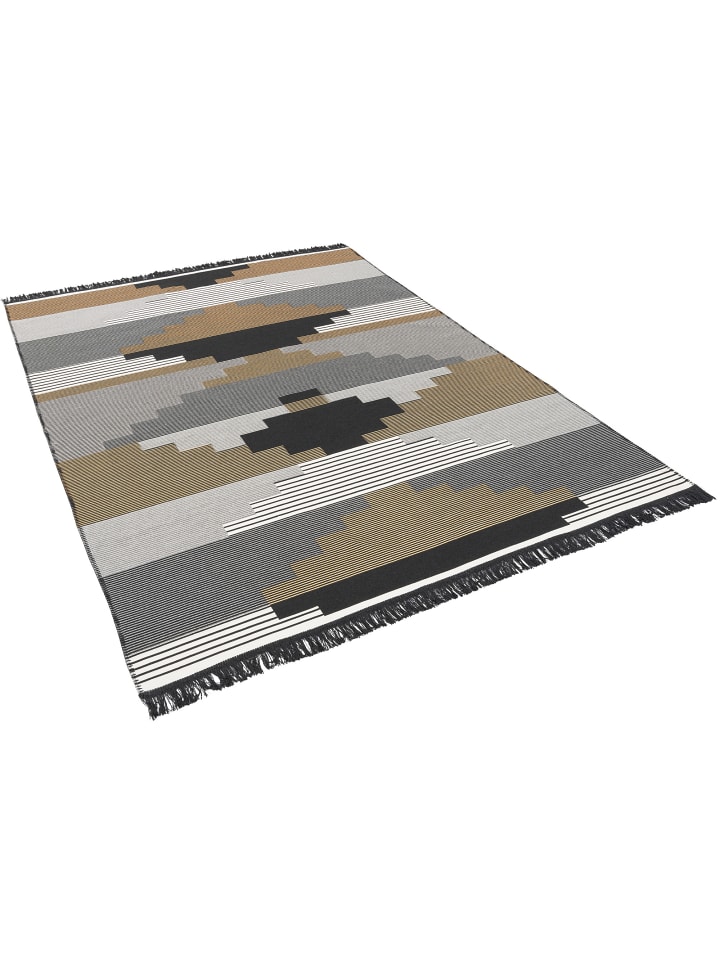 Pergamon Teppich Beidseitig Ethno Kelim Style in Grau Beige günstig kaufen