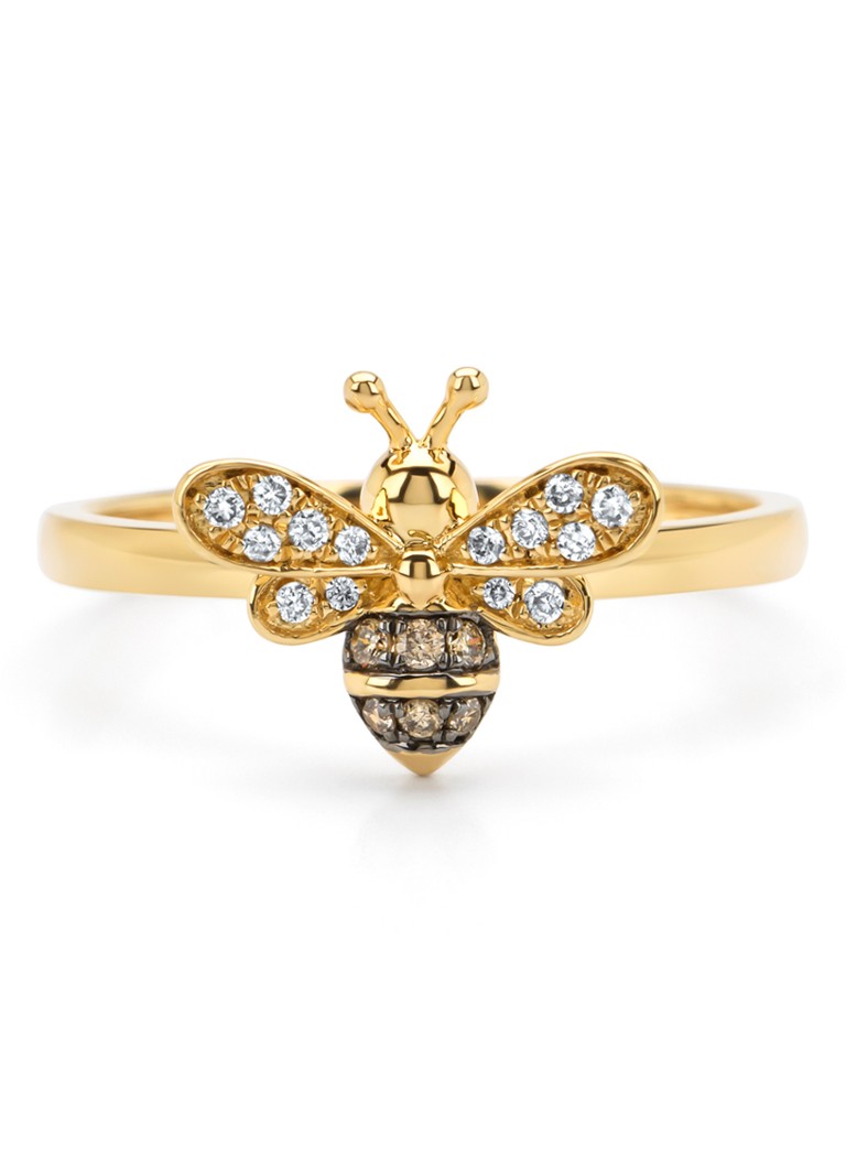Diamond Point Yellow gold ring, 0.11 ct diamond, Queen Bee