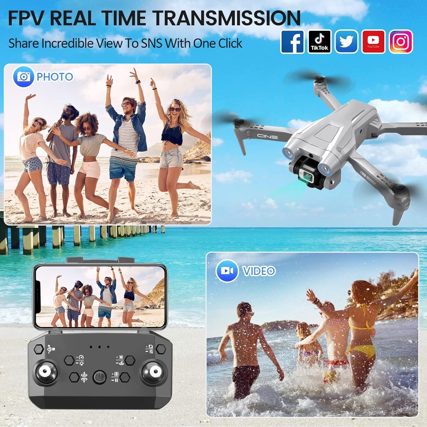 Mingfuxin Drohne (1280 x 720, Kamera RC Quadcopter WIFI FPV Live-Video Höhenhaltung Headless-Modus)