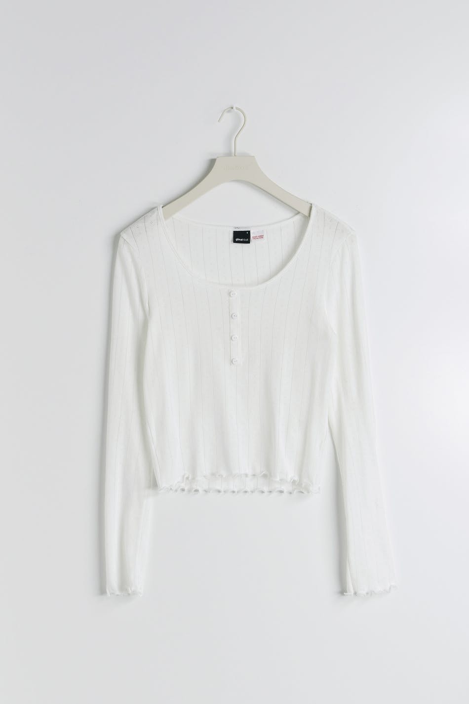 Pointelle long sleeve top