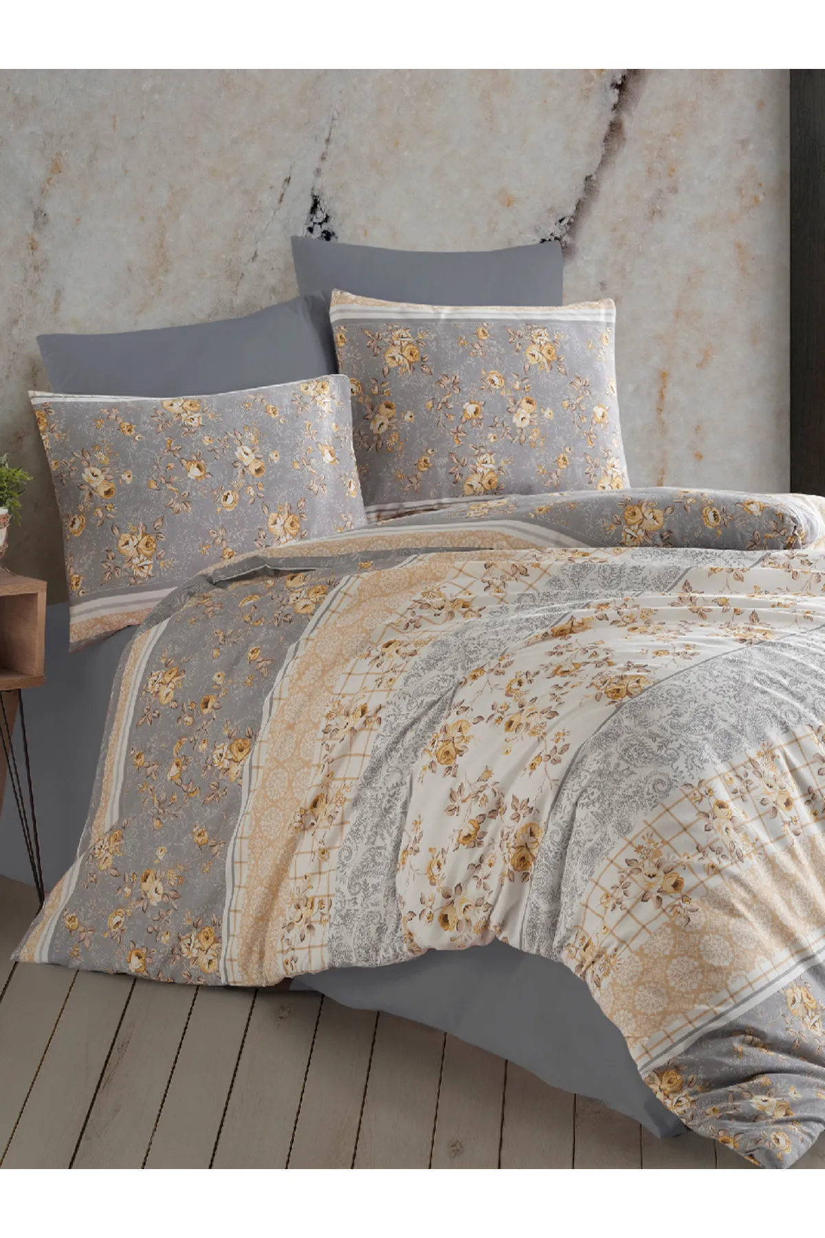 Güvenal  Doppelbett-Bettbezug-Set mit elastischen Laken | Bettwäsche-Set| Mitgift-Bettwäsche-Set|