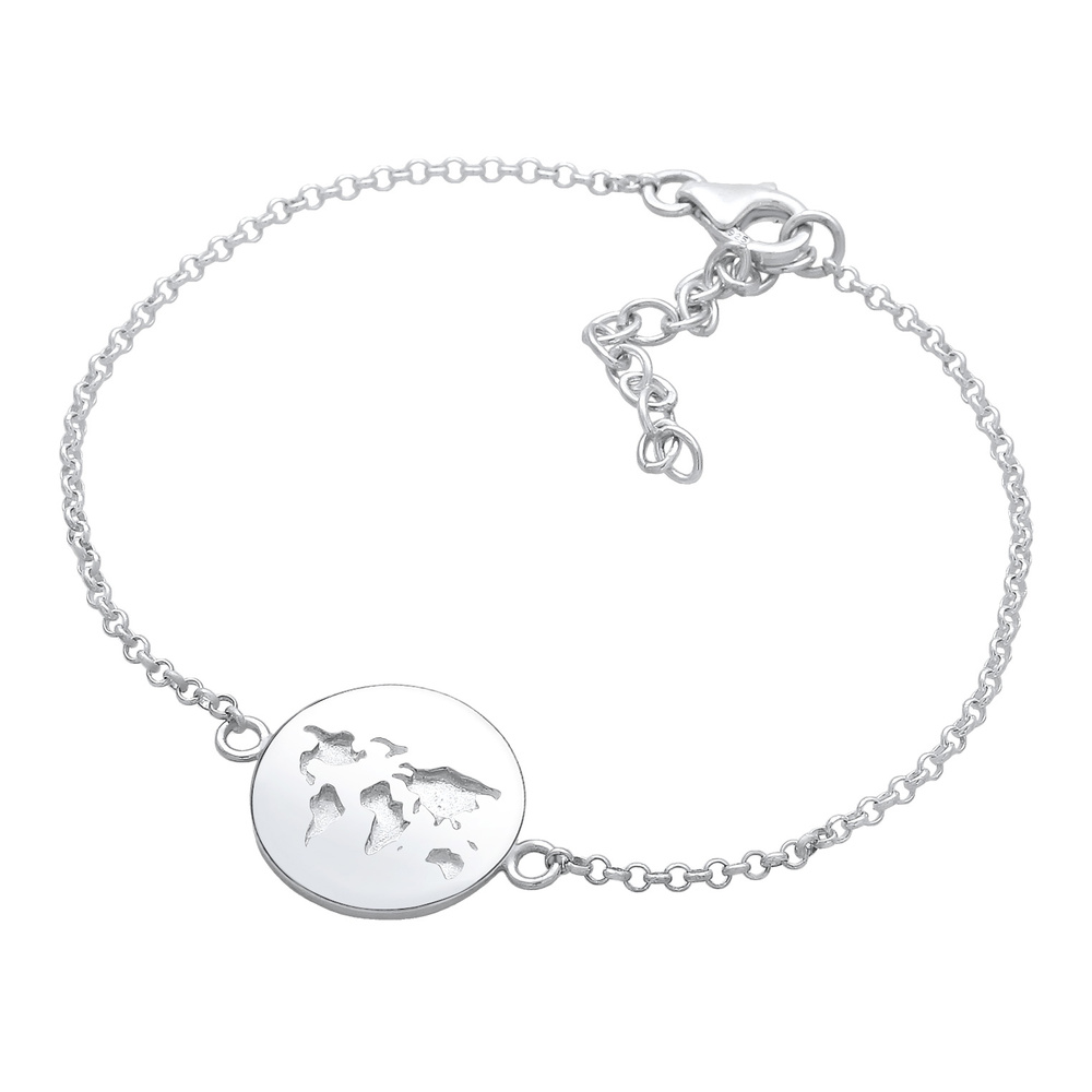 Elli Elli Bracelet Globe Plaquette Pendentif Bracelet Femme - (925/1000) Argent Bracelet