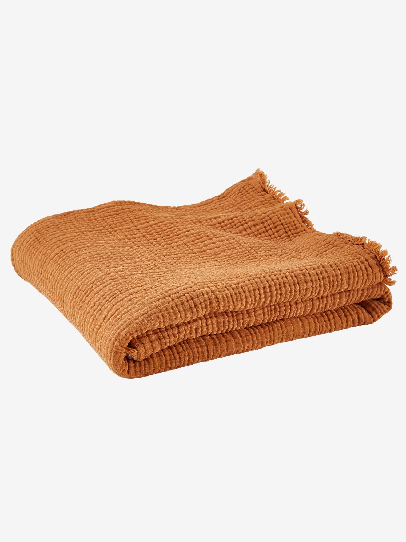 Couverture en gaze de coton bio caramel