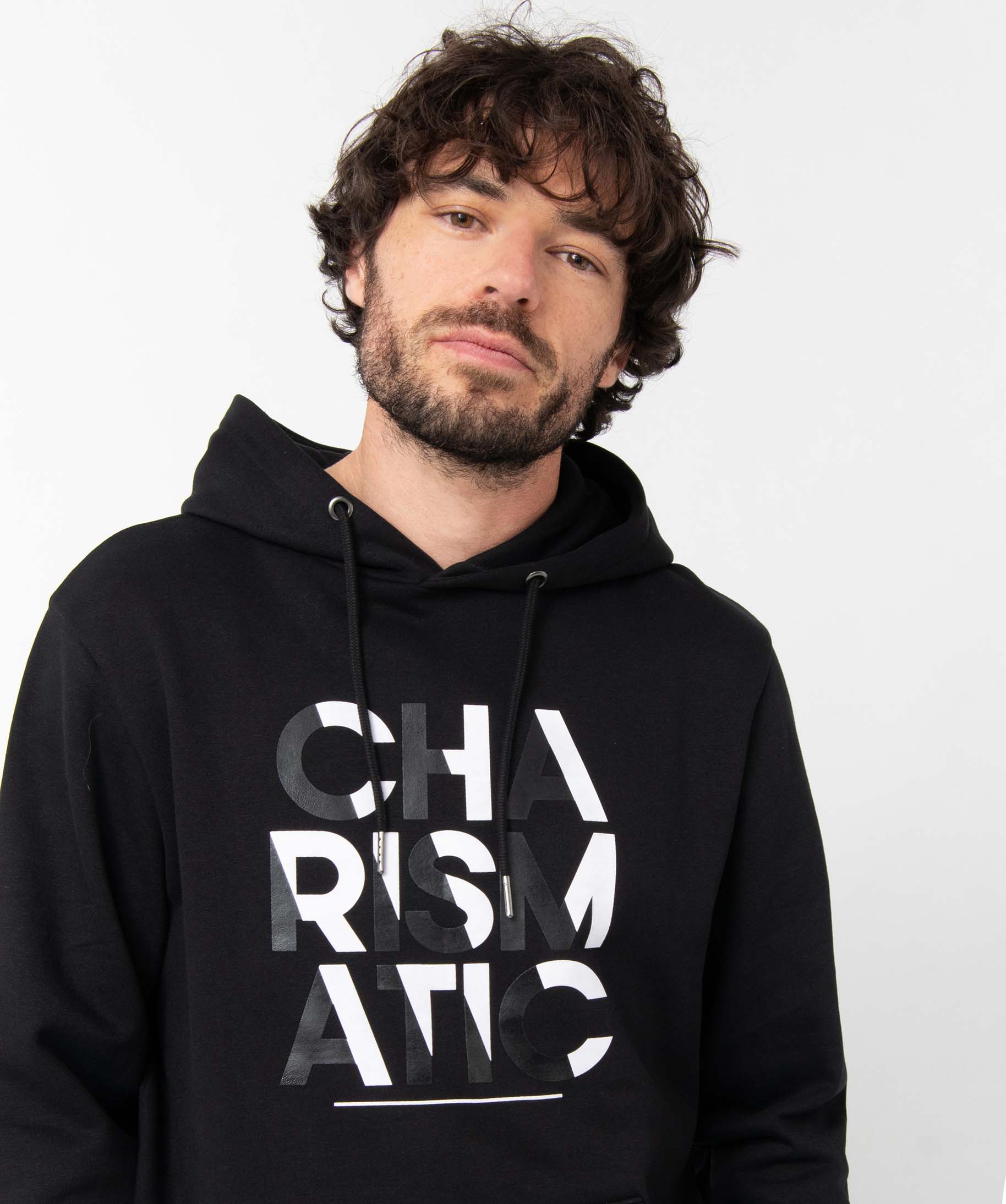 Sweat homme imprimé à capuche noir | GEMO