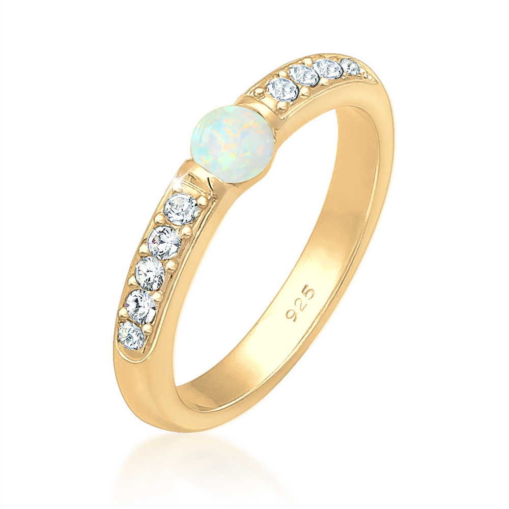 Elli PREMIUM Elli PREMIUM Bague Femme Précieuses et Glamour avec Cristaux et Opale en Argent S Bague