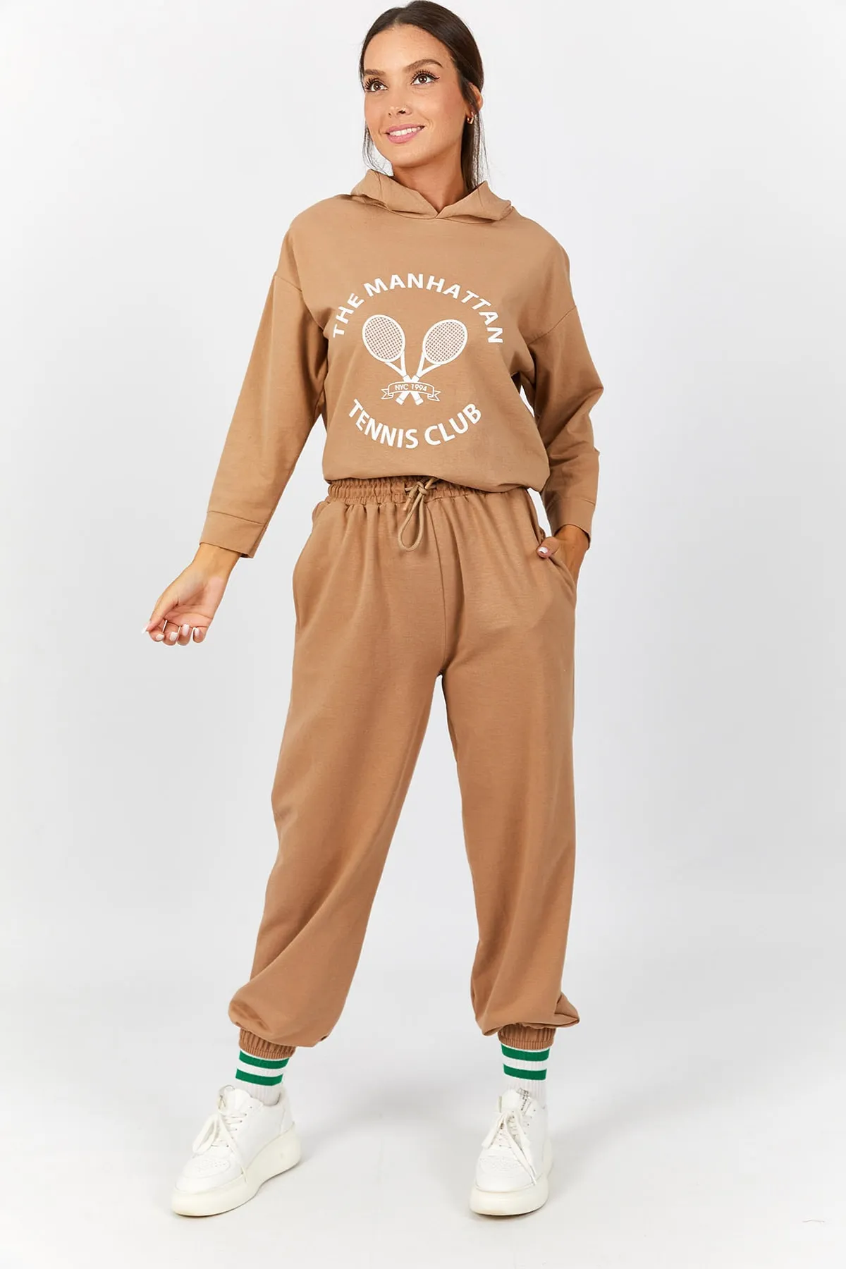 armonika  Nerzfarbene Damen-Jogginghose mit elastischem Bund und Beintaschen, Arm-22Y024062