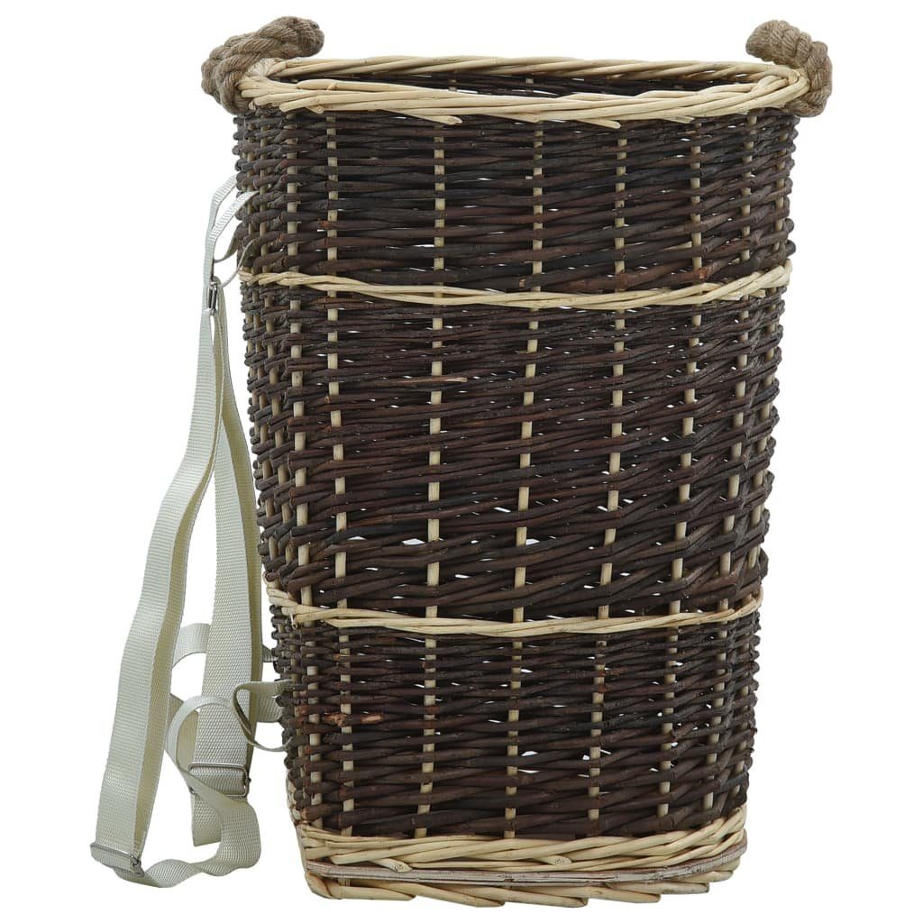 vidaXL Kaminholzregal Holzkorb mit Trageriemen 44,53750 cm Natur Weide, BxTxH:44x37x50 cm