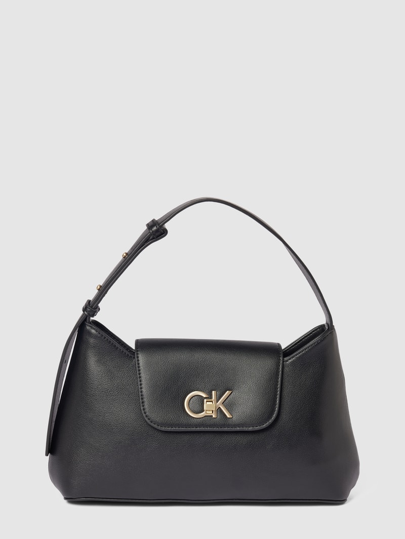 Handtasche mit Label-Applikation Modell 'RE-LOCK' in schwarz