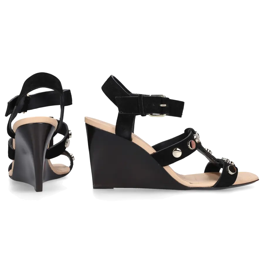 Balenciaga - Sandalen Amp mit Keilabsatz Leder schwarz Nieten - schwarz