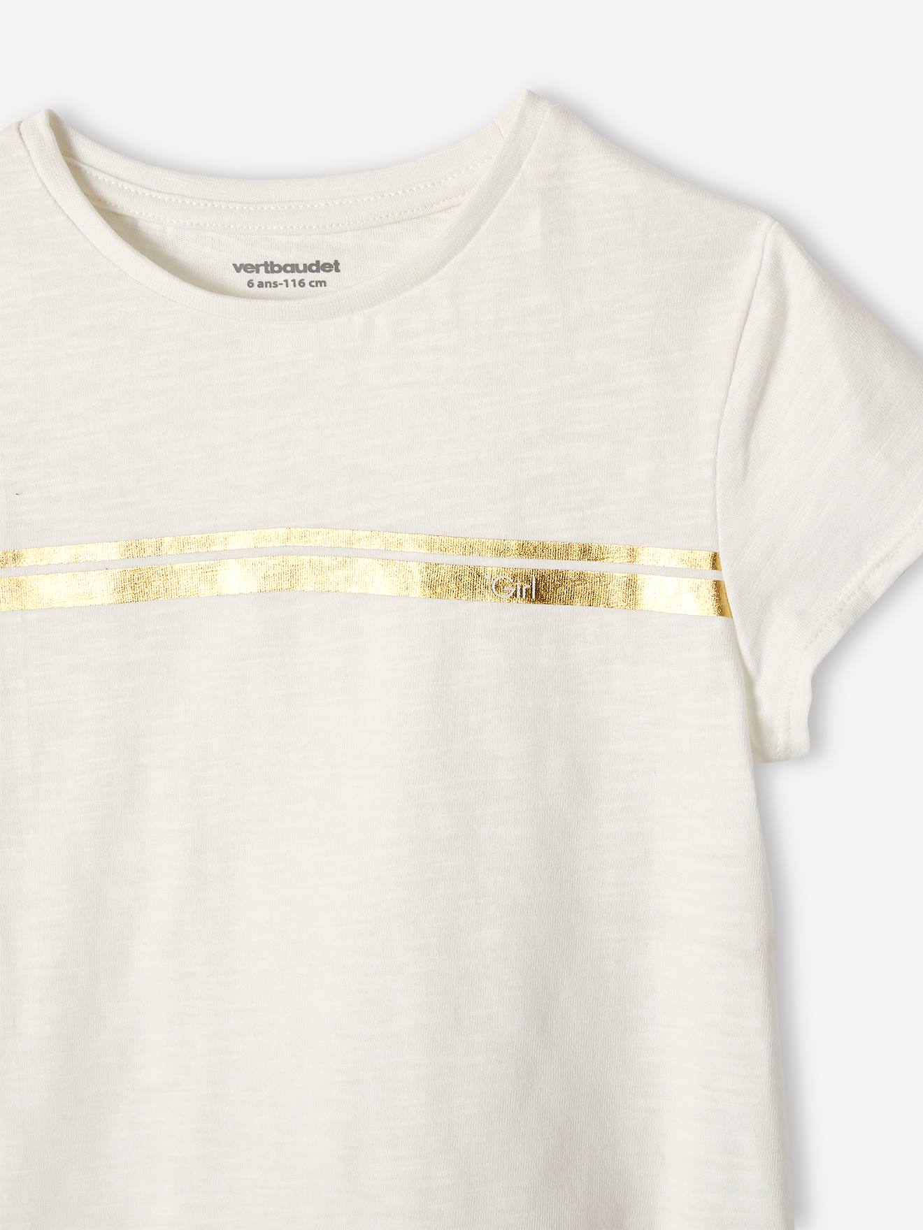 T-shirt de sport Basics fille rayures irisées placées écru