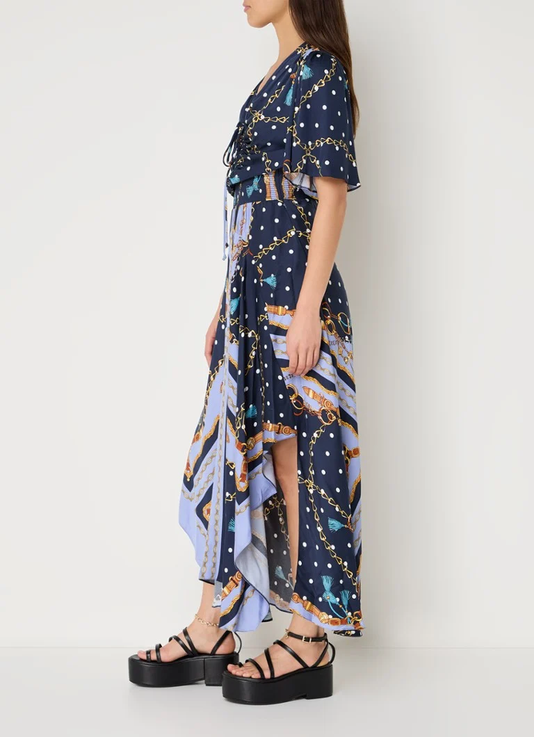 Vestido midi de Maje con estampado y detalle de lazo.