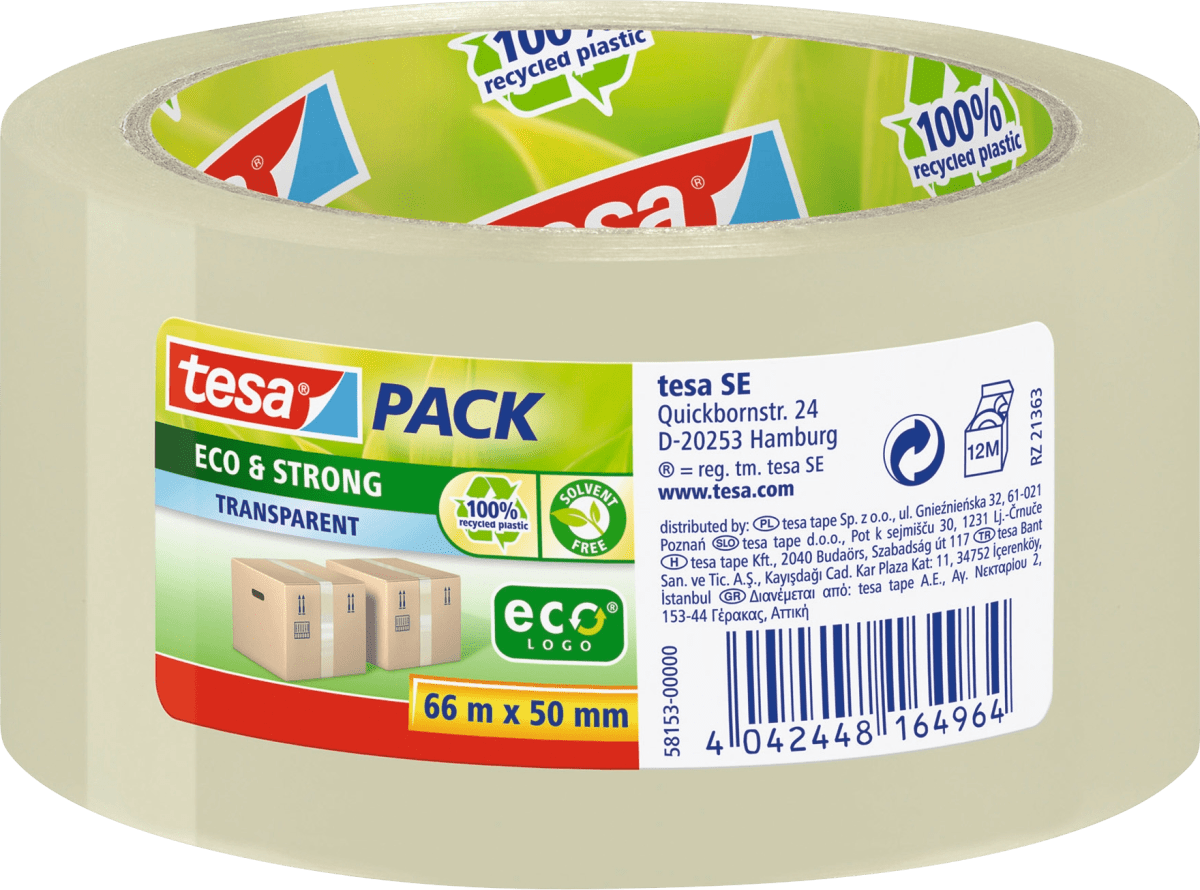 Klebeband Eco & Strong transparent, 66 m
