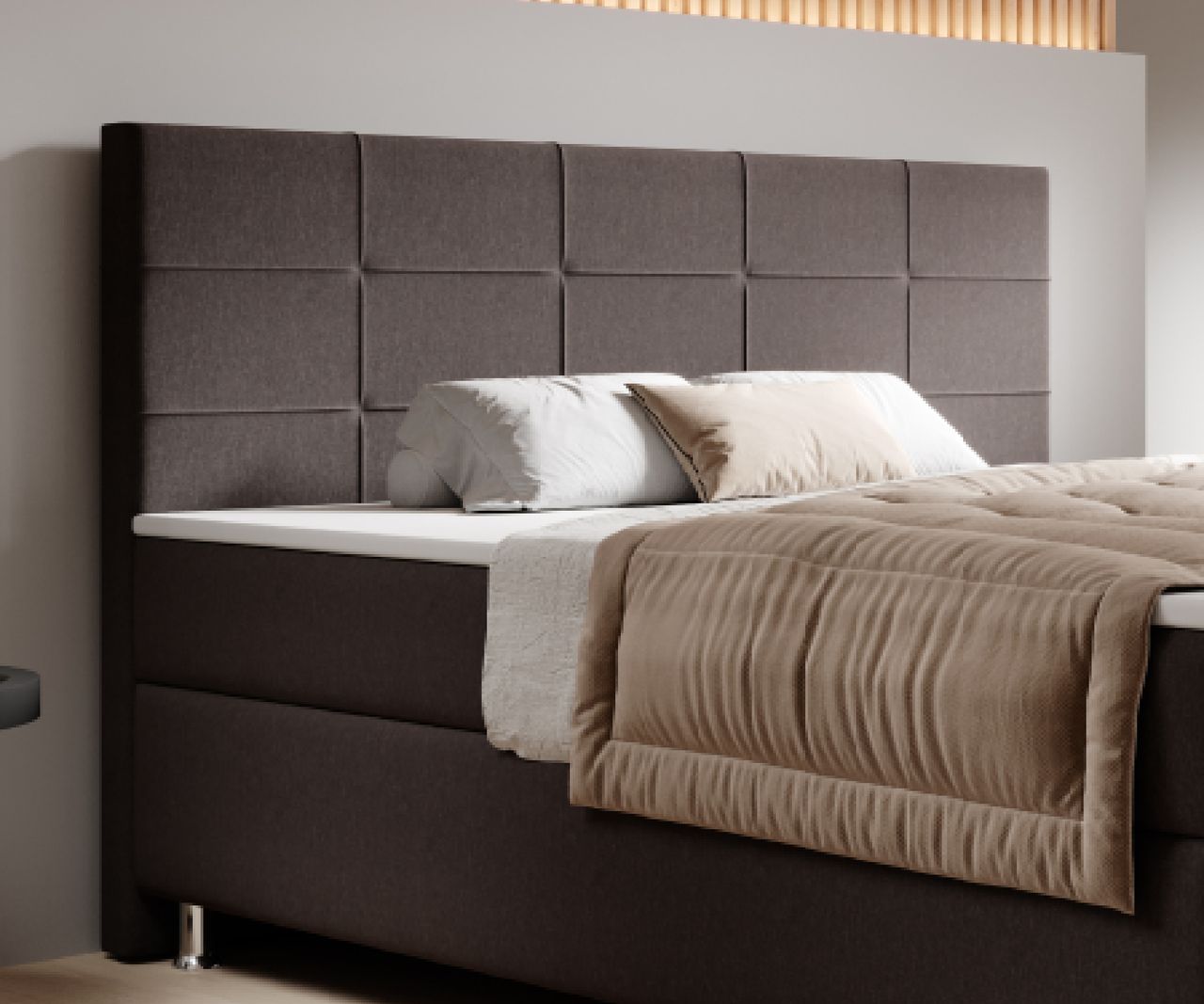 IHG IHG Boxspringbett Florenz 180x200cm Webstoff Braun