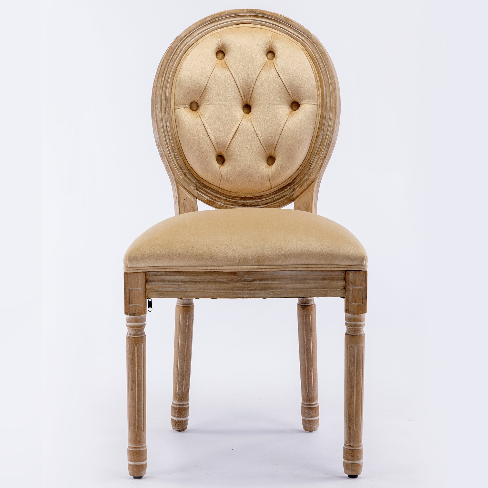 Ulife Polsterstuhl Esszimmerstühle aus Leinen,Knopfdesign Medaillon Stuhl (2 St), mit runden Rückenlehnen und Beinen aus Gummiholz