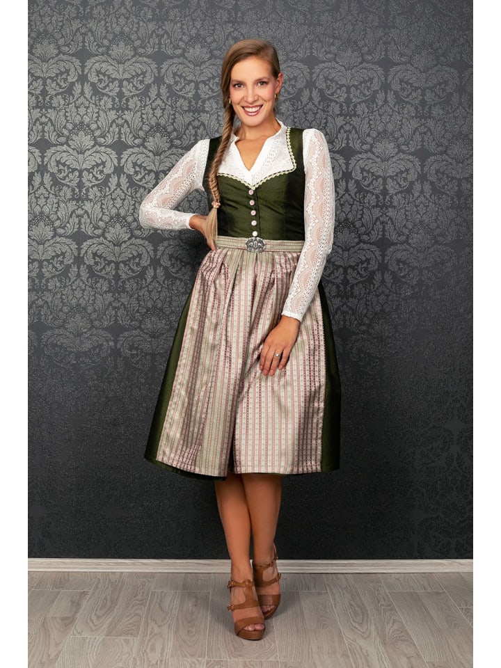 Edelnice Midi Dirndl Adele in grün, rosé günstig kaufen