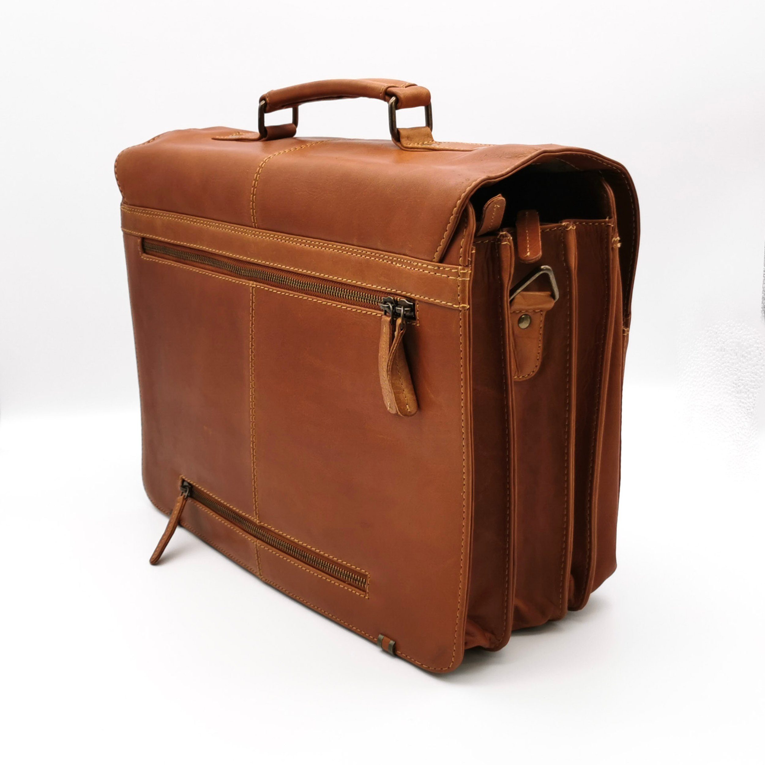 Landleder Aktentasche Premium Aktentasche für Ordner, Laptop, Tablet, 100% Rindleder