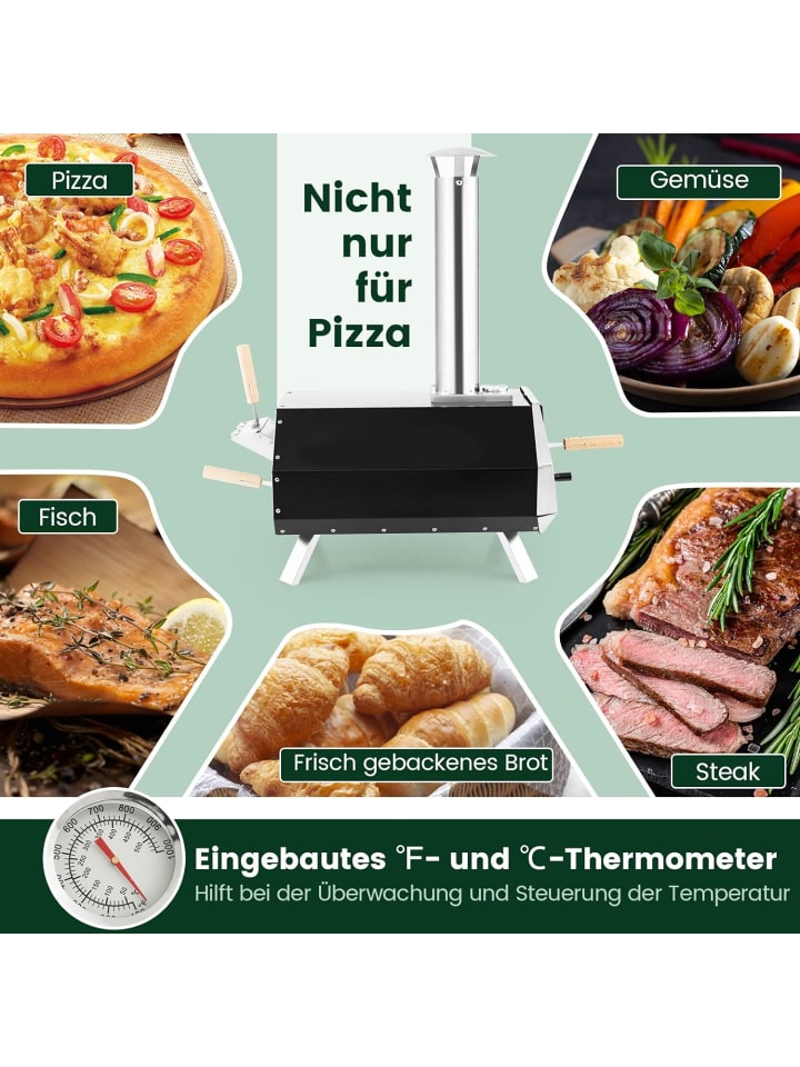 COSTWAY Outdoor Pizzaofen in Schwarz günstig kaufen onesize