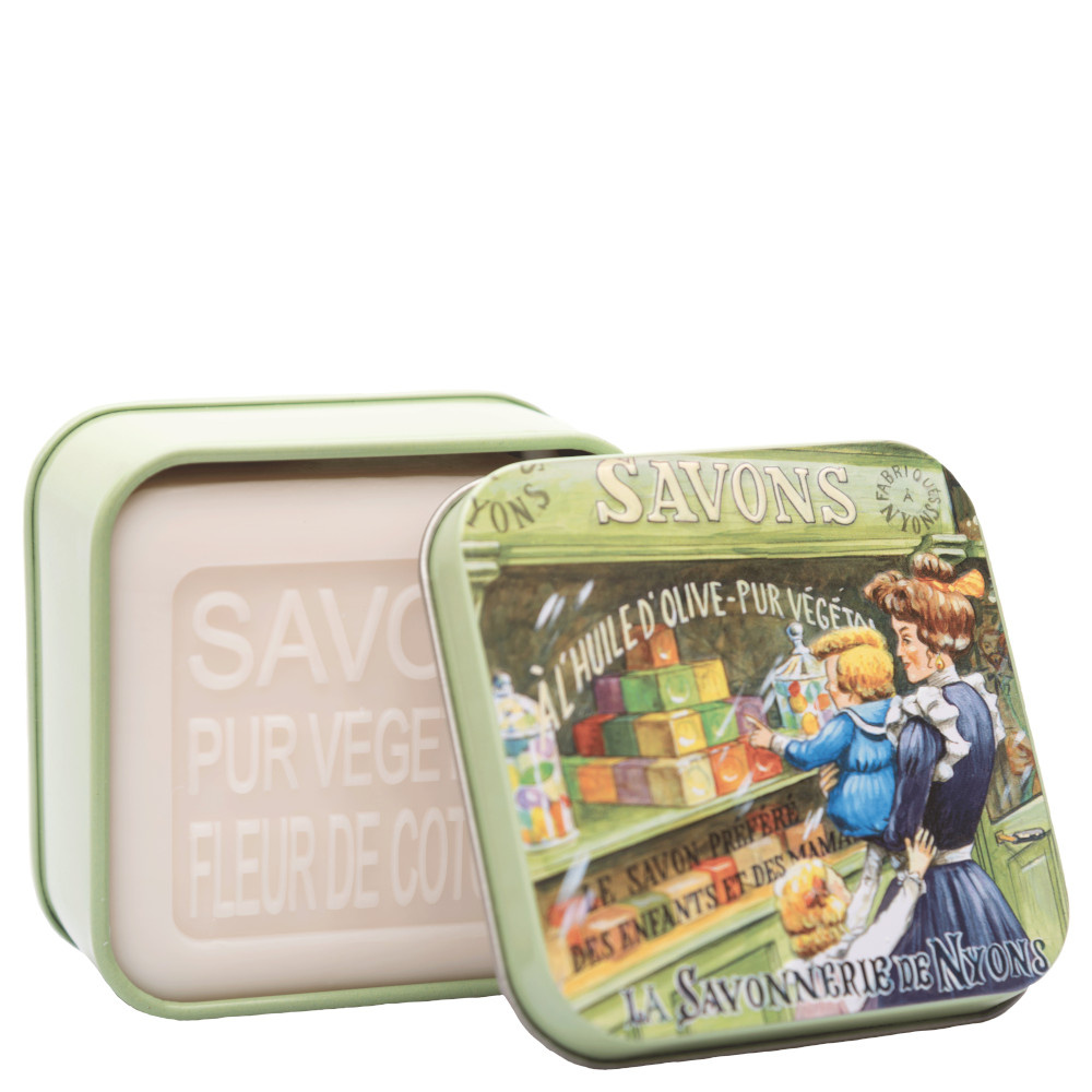 La savonnerie de nyons Savon 100g Fleur de Coton et Boîte Métal Vitrine Savon