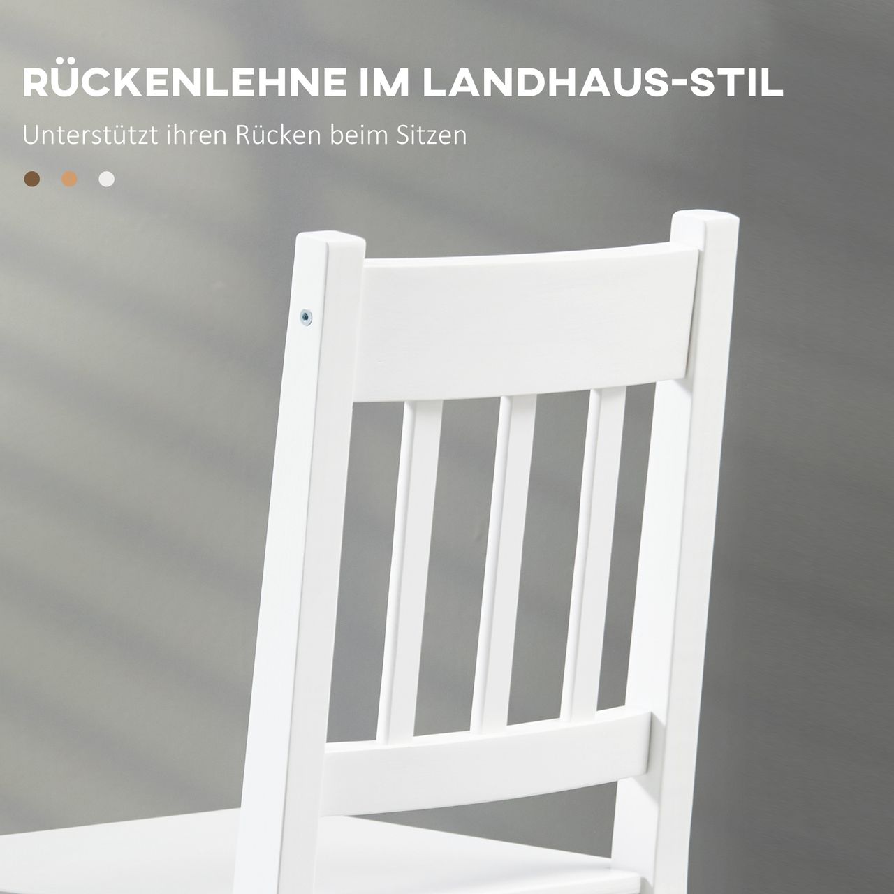 HOMCOM Esszimmerstuhl 2er Set Küchenstuhl, Essstuhl mit Rückenlehne, Kiefernholz