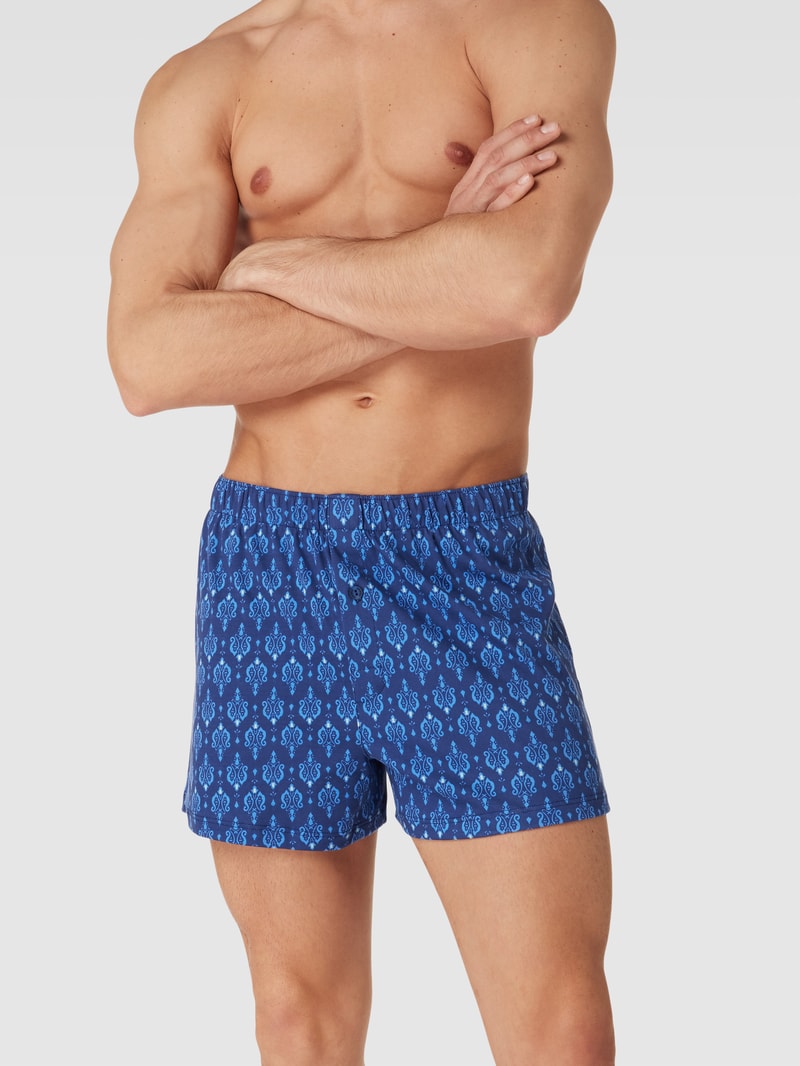 Boxershorts mit Allover-Muster Modell 'Fancy Jersey Boxer' in marineblau