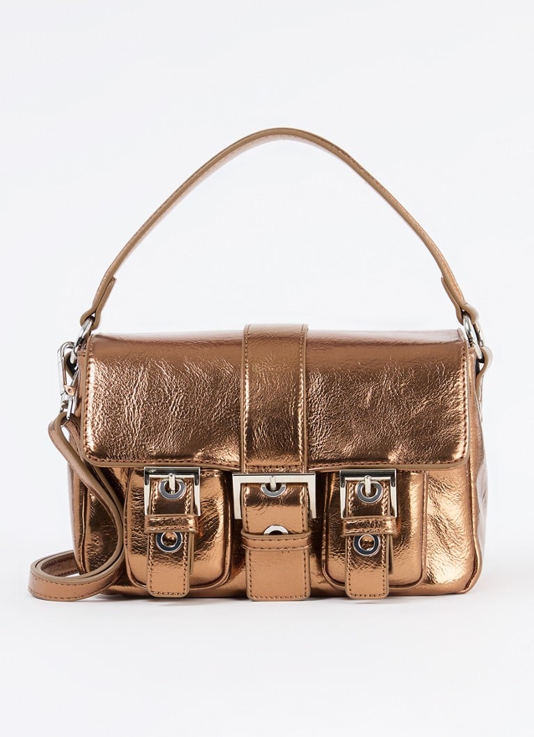 Núnoo Honey handbag with metallic finish and detachable shoulder strap