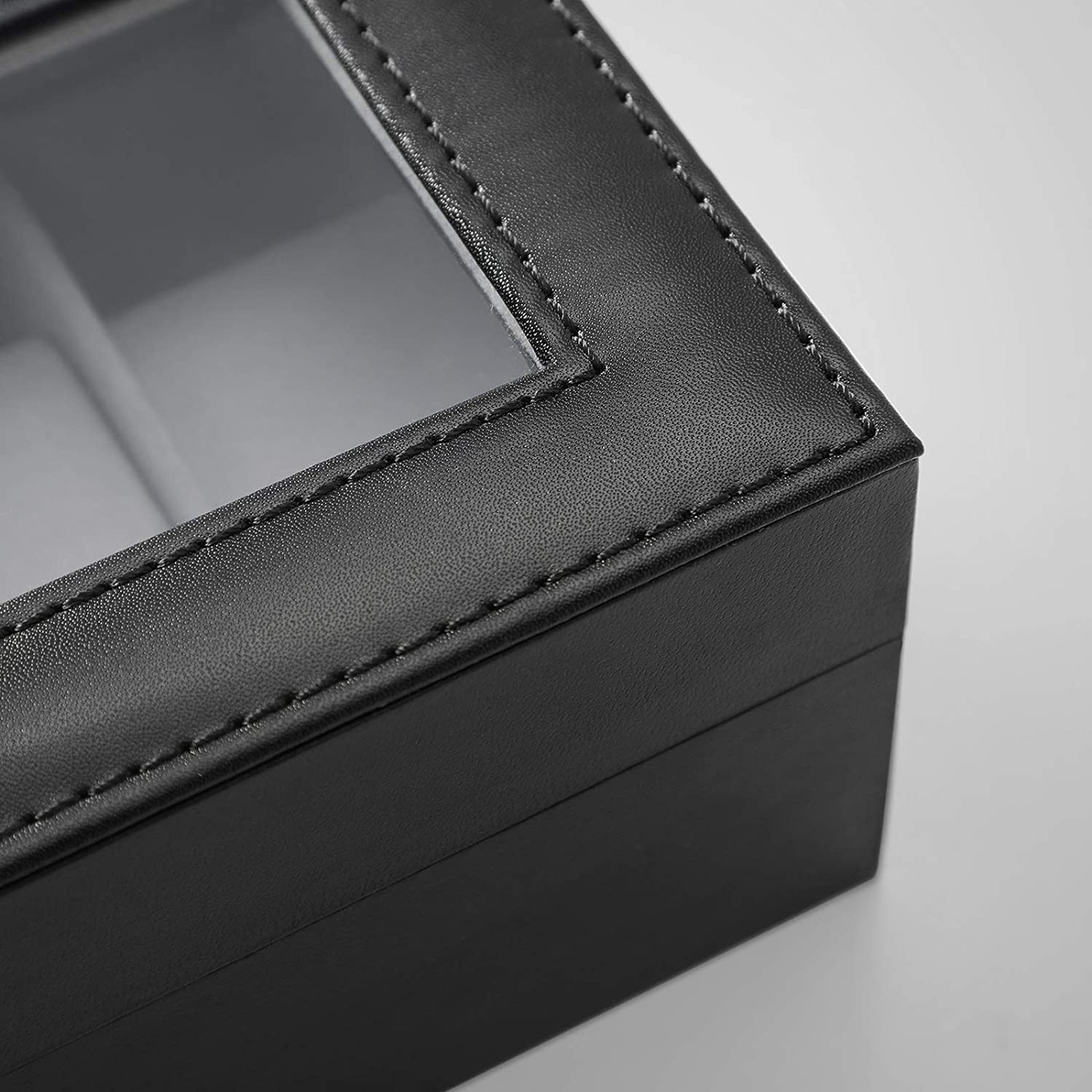 Songmics Uhrenbox, Schwarz, 30 x 11,2 x 8 cm