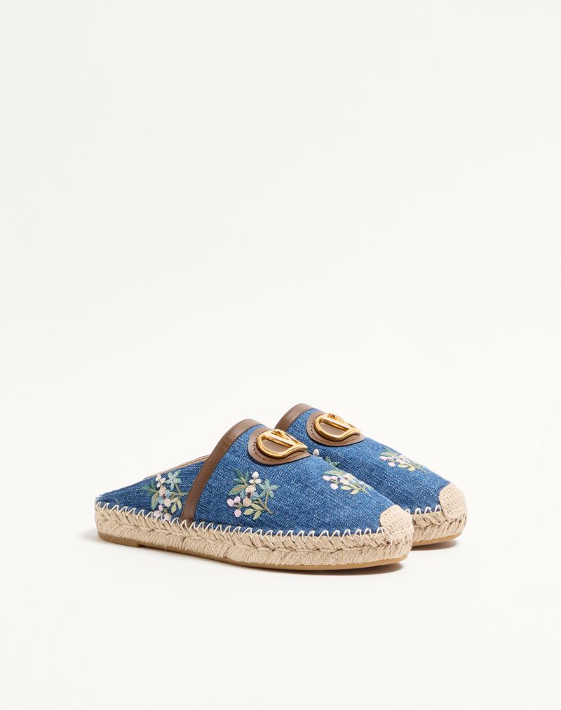 VLogo Signature Denim Mule med Blomsterbroderi 25 mm