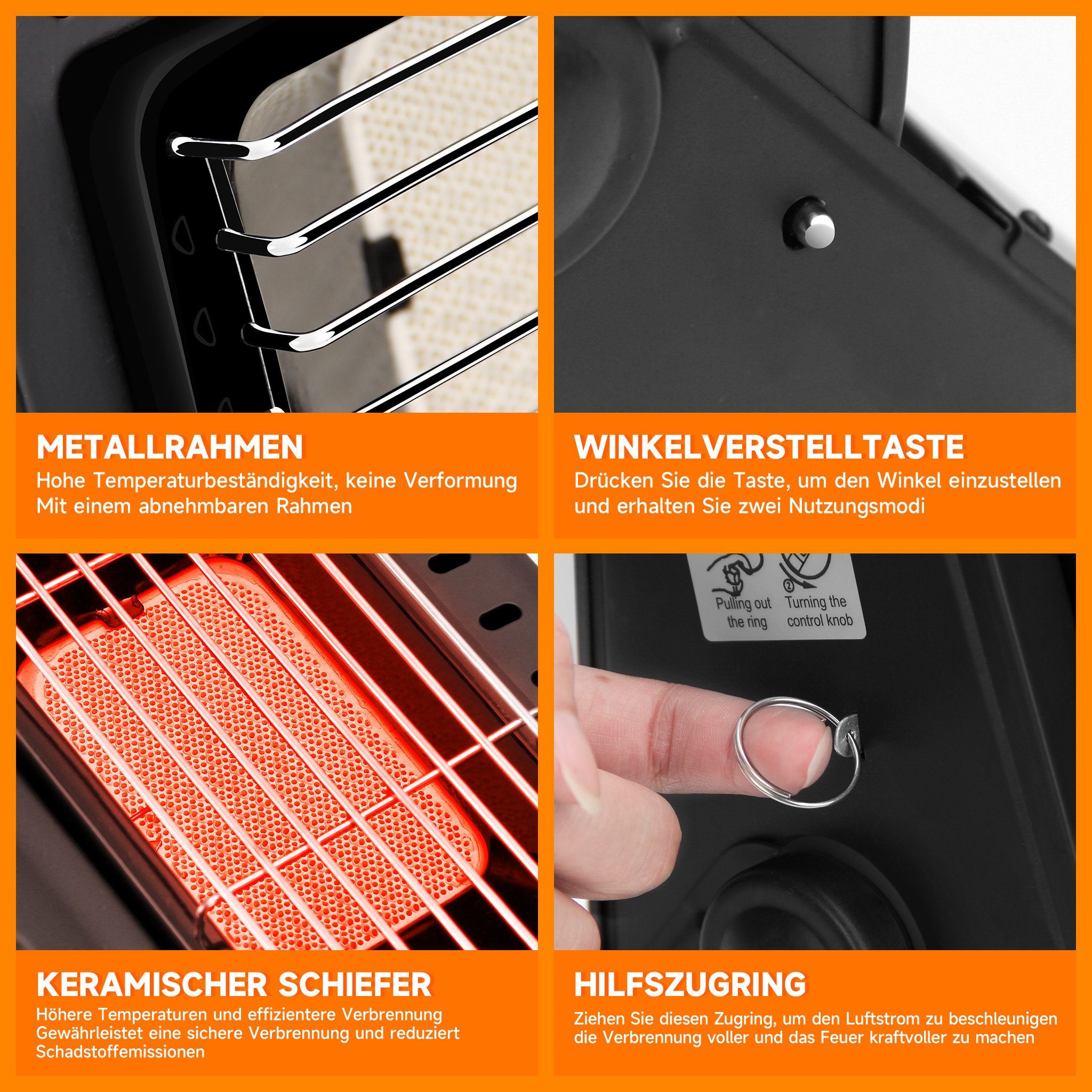 HOMELUX Heizstrahler 1700W 2in1 Tragbare Gasheizung, Gasheizung für innenräume Outdoor, 1700 W, Gasheizer, Gasheizung Camping, Heizung Ohne Strom, Gasheizstrahler