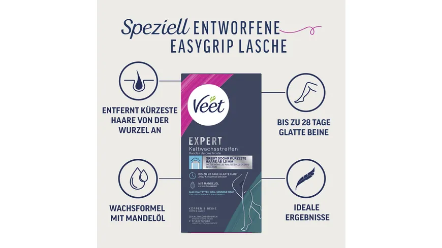 Veet Expert Kaltwachsstreifen Beine & Körper
