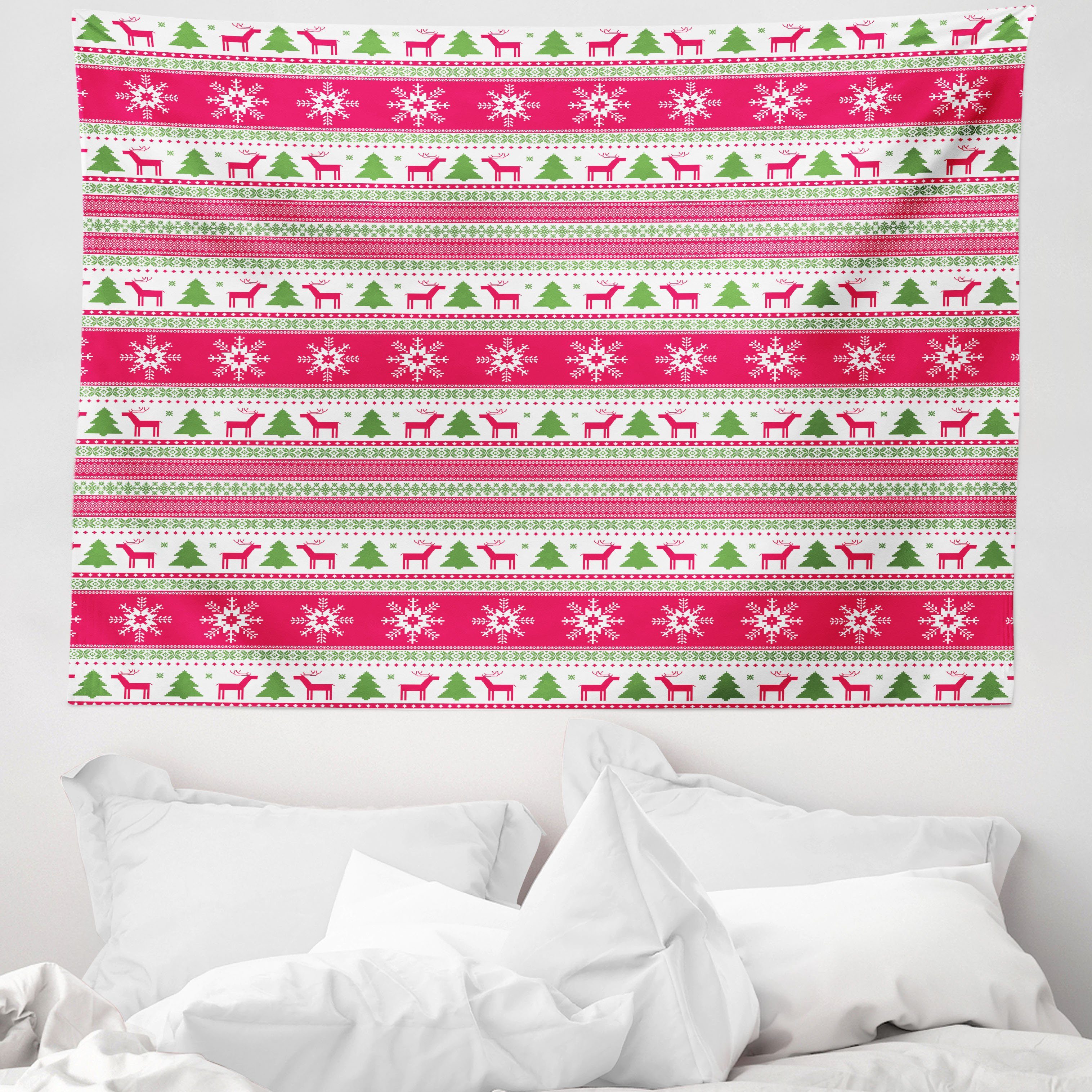 Wandteppich aus Weiches Mikrofaser Stoff Für das Wohn und Schlafzimmer, Abakuhaus, rechteckig, nordisch Needlework Stil Weihnachten