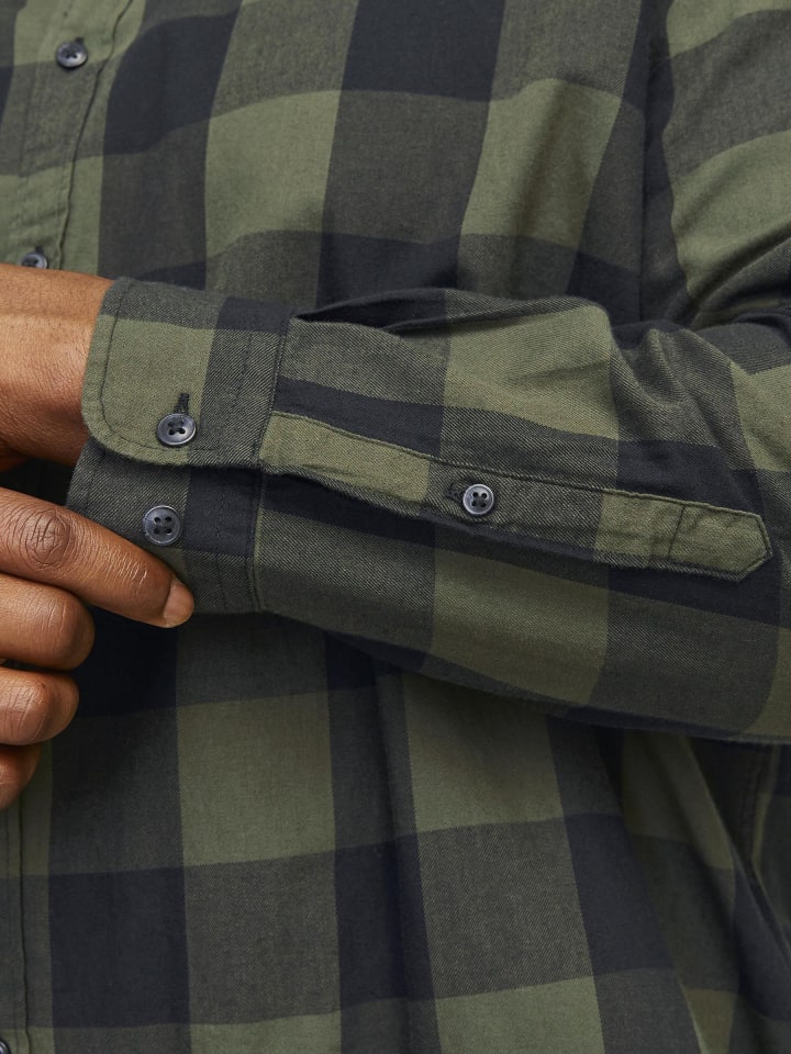 JACK & JONES PLUS Karohemd in Dusty Olive günstig kaufen