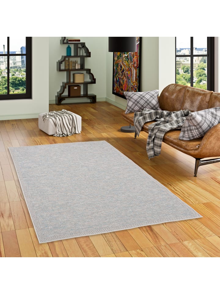 Pergamon In & Outdoor Teppich Flachgewebe Ottawa Mix in Blau günstig kaufen