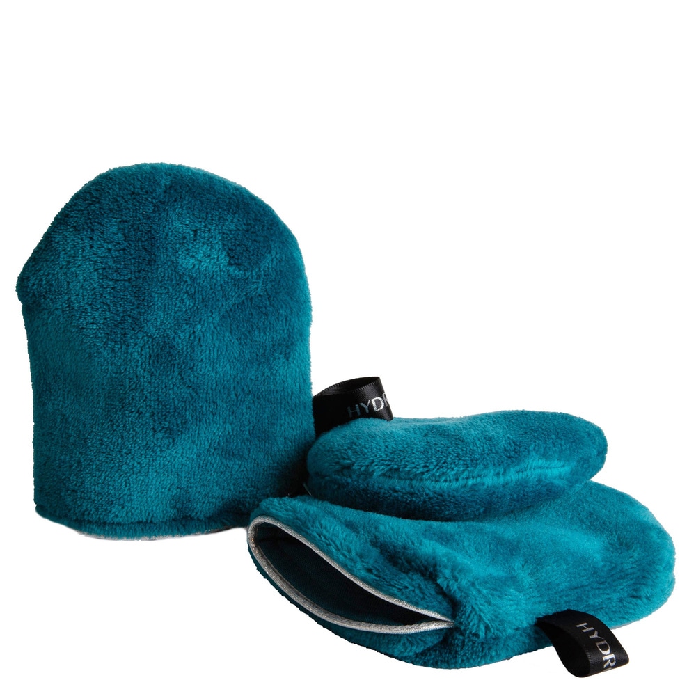 hydrotera Lot de 3 Gants Démaquillants Bleu Canard Gants Doublés Réutilisables