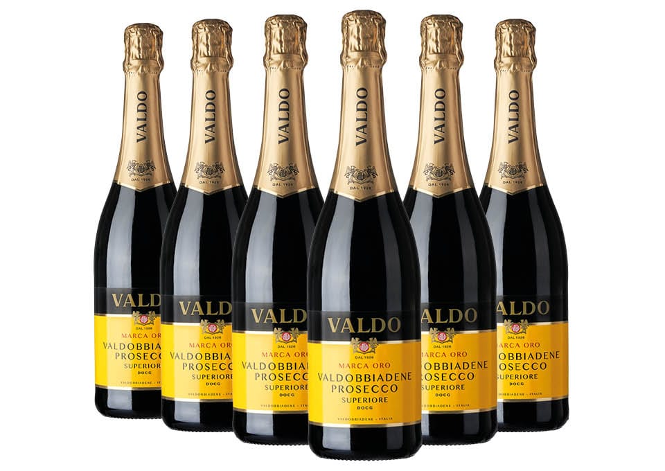 Valdobbiadene Prosecco Superiore Extra Dry DOCG Marca Oro Valdo 6 bouteilles de 0,75 ℓ