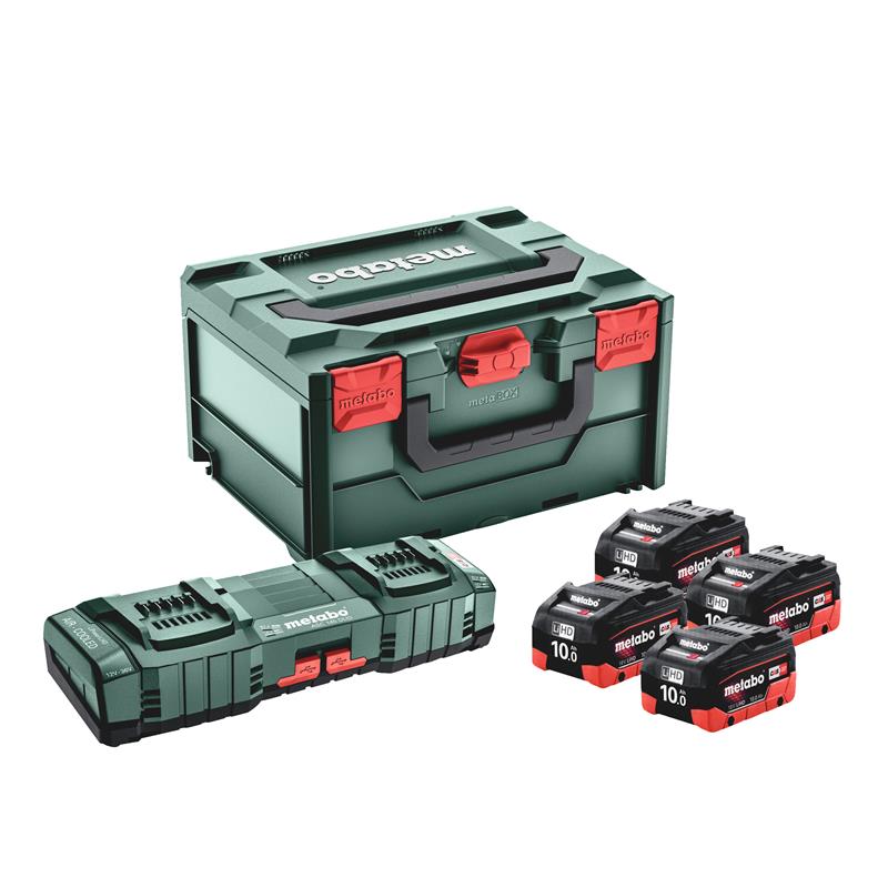 Metabo Accessoires 685143000 Accu Pakket 4 x 18V LiHD 10.0Ah + Lader ASC 145 DUO em MetaBox