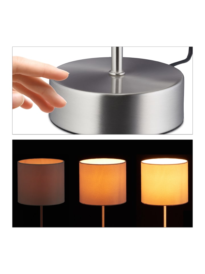relaxdays Nachttischlampe in Silber/ Creme - (H)40 x Ø16 cm günstig kaufen onesize