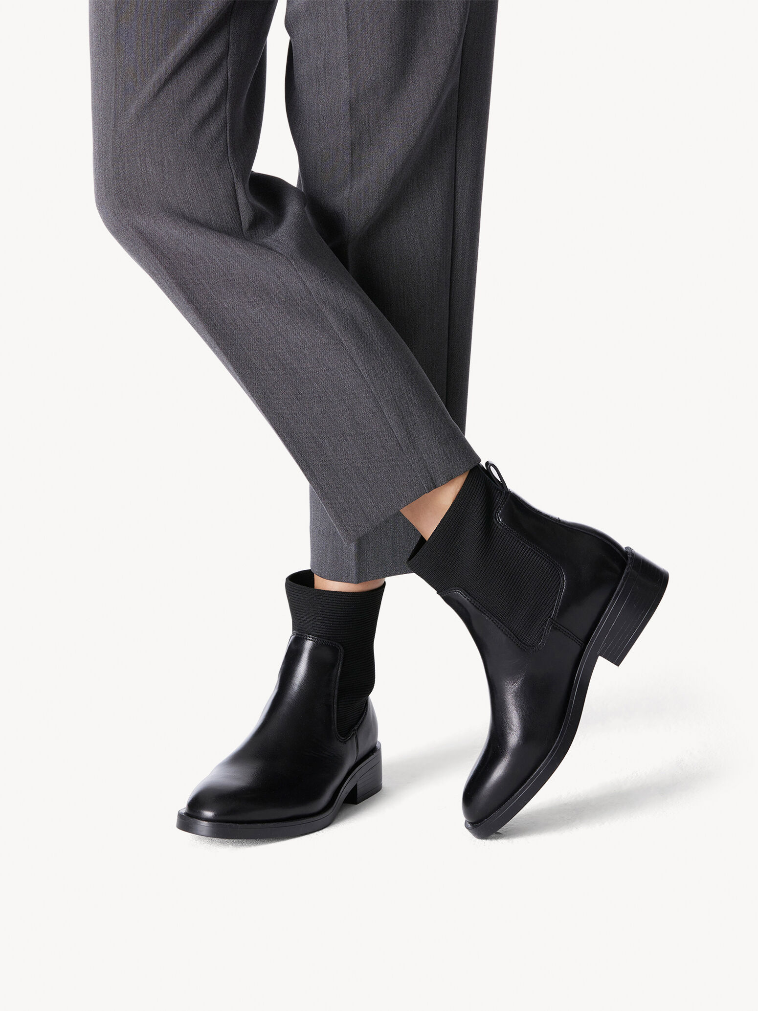 Bottine Chelsea en cuir - noir