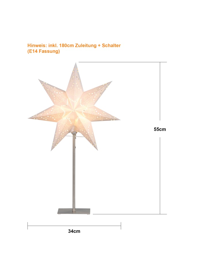 STAR Trading Stern-Tischleuchte Sensy, weiß, 34x55cm, B-Deal in Weiß günstig kaufen onesize