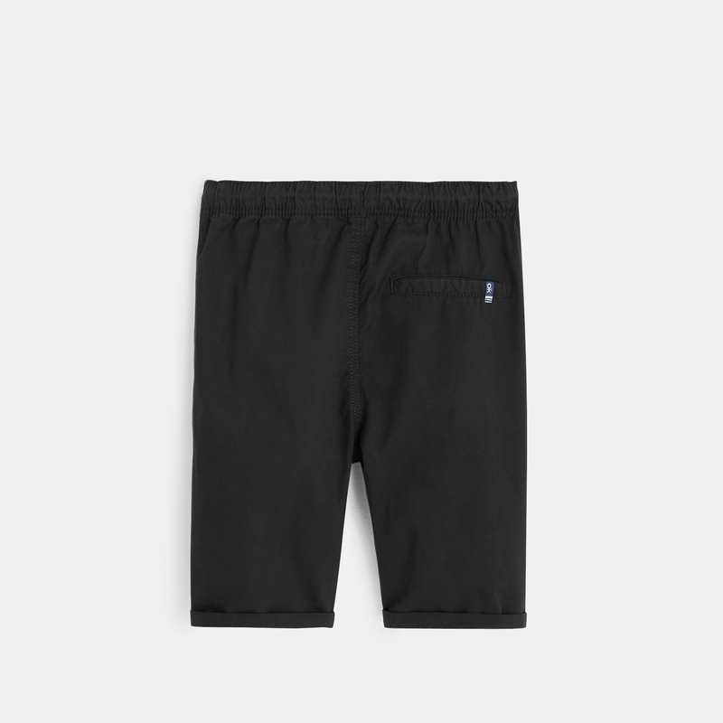 Bermuda slim en toile unie noir garçon