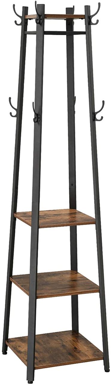 Vasagle Garderobe mit 3 Ablagen, Haken, Kleiderstange
