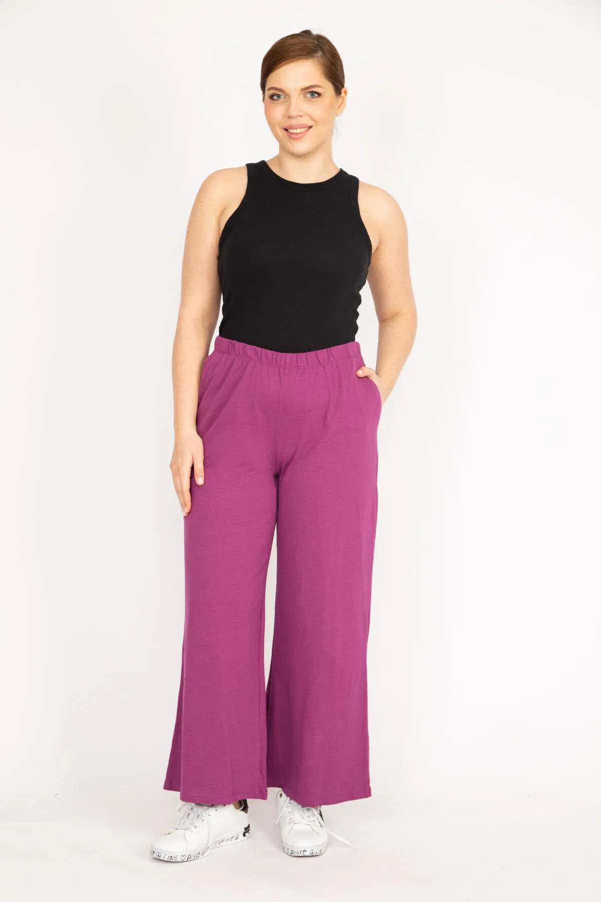 Şans  Damen-Jogginghose von Fujya, große Größe, weites Bein, unten, 65n35988