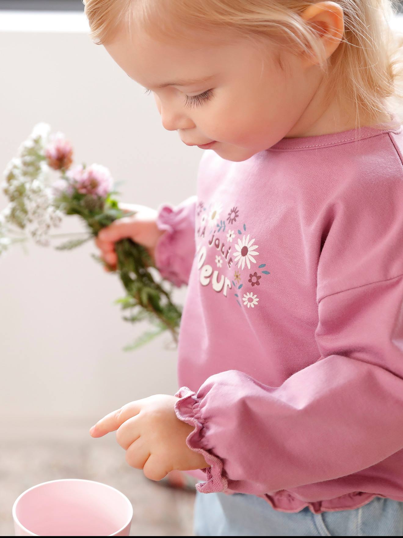 Sweat imprimé bébé mauve