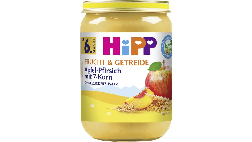 HiPP Bio Frucht und Getreide Apfel-Pfirsich mit 7-Korn 190 g