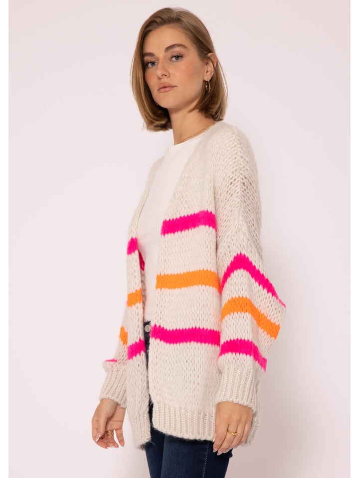 SASSYCLASSY Oversize Strick-Cardigan in Offwhite, Pink günstig kaufen