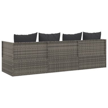 vidaXL Wellnessliege Gartenliege Outdoor-Loungebett mit Kissen Grau Poly Rattan