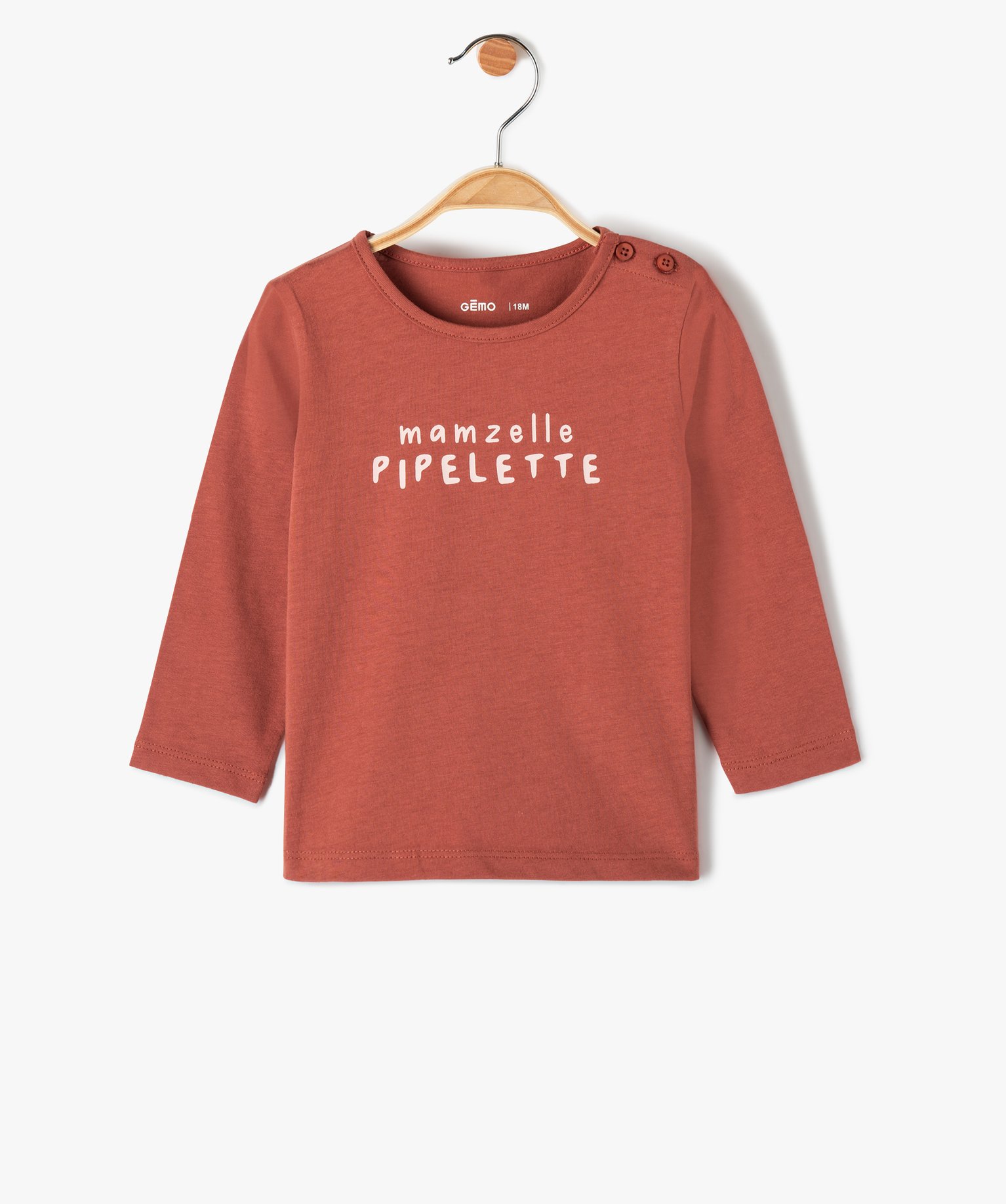 Tee-shirt bébé fille manches longues avec motifs et inscri... marron | GEMO